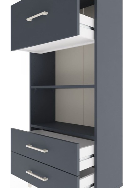 Arges Dolap 2 Raflı 3 Çekmeceli 60X30X134 Antrasit-Antrasit indirimleri