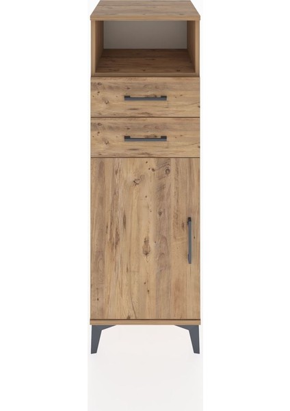 Hyperion Dolap 2 Raflı 2 Çekmeceli Tek Kapaklı 44X44X134 Çam-Çam