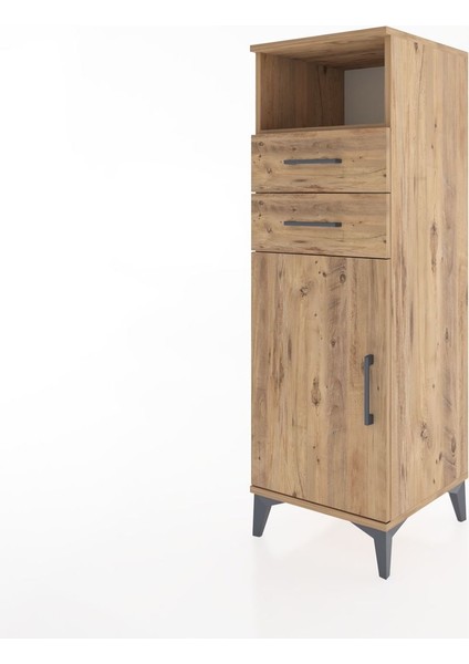 Hyperion Dolap 2 Raflı 2 Çekmeceli Tek Kapaklı 44X44X134 Çam-Çam modelleri