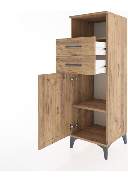 Hyperion Dolap 2 Raflı 2 Çekmeceli Tek Kapaklı 44X44X134 Çam-Çam fırsatları