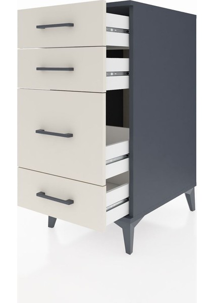 Kronos Komodin 4 Çekmeceli 44X59X96 Antrasit-Aytaşı fırsatları
