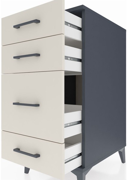 Kronos Komodin 4 Çekmeceli 44X59X96 Antrasit-Aytaşı indirimleri