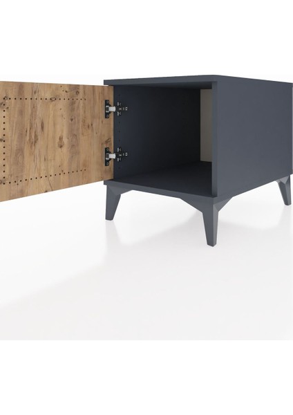 Kronos Komodin Tek Kapaklı 44X59X48 Antrasit-Çam fırsatları