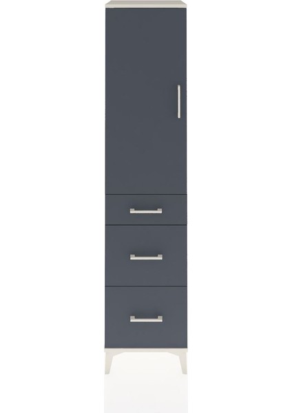 Hyperion Dolap 3 Raflı 3 Çekmeceli Tek Kapaklı 44X44X195 Aytaşı-Antrasit