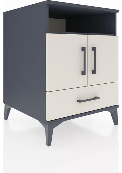 Kronos Komodin 3 Raflı Tek Çekmeceli 2 Kapaklı 60X59X80 Antrasit-Aytaşı fiyatları