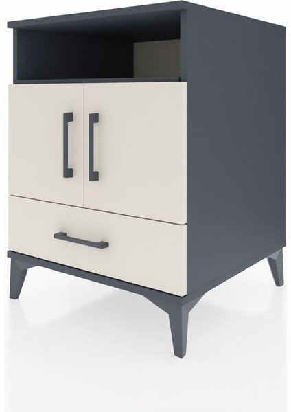 Kronos Komodin 3 Raflı Tek Çekmeceli 2 Kapaklı 60X59X80 Antrasit-Aytaşı modelleri