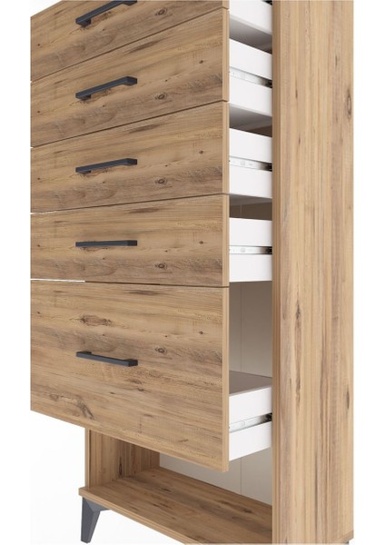 Arges Dolap 5 Çekmeceli 60X30X134 Çam-Çam indirimleri