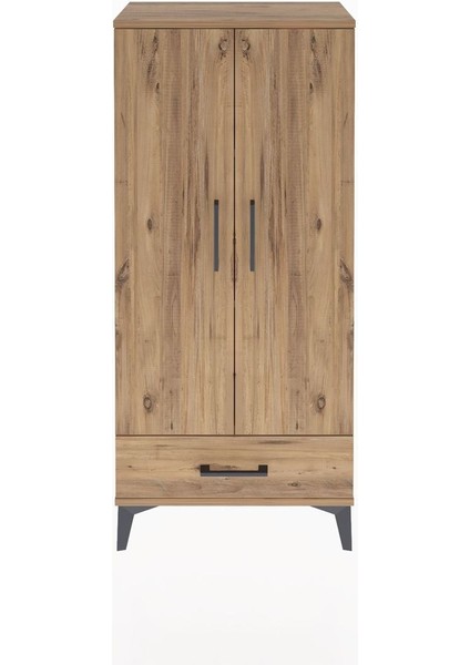 Arges Dolap 3 Raflı Tek Çekmeceli 2 Kapaklı 60X30X134 Çam-Çam