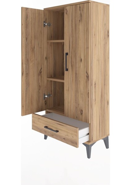 Arges Dolap 3 Raflı Tek Çekmeceli 2 Kapaklı 60X30X134 Çam-Çam fırsatları