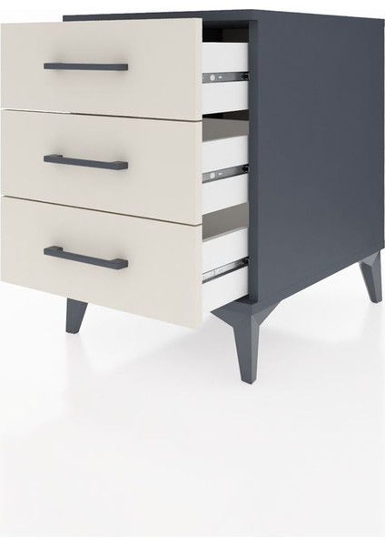 Kronos Komodin 3 Çekmeceli 44X59X64 Antrasit-Aytaşı fırsatları