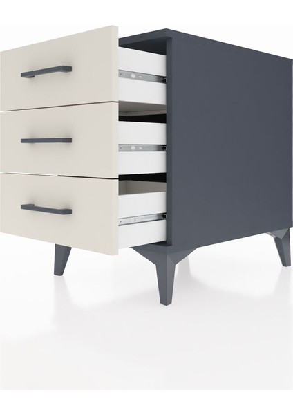 Kronos Komodin 3 Çekmeceli 44X59X64 Antrasit-Aytaşı indirimleri