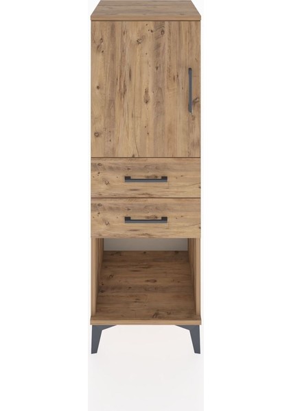 Hyperion Dolap 2 Raflı 2 Çekmeceli Tek Kapaklı 44X44X134 Çam-Çam
