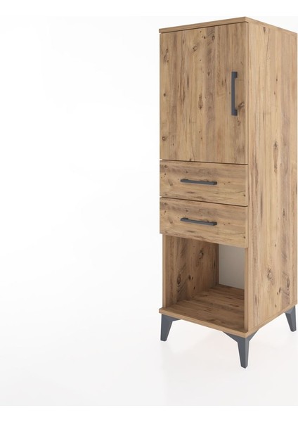 Hyperion Dolap 2 Raflı 2 Çekmeceli Tek Kapaklı 44X44X134 Çam-Çam modelleri