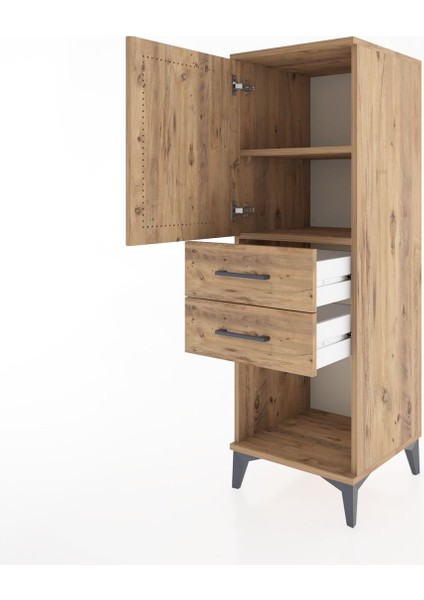 Hyperion Dolap 2 Raflı 2 Çekmeceli Tek Kapaklı 44X44X134 Çam-Çam fırsatları