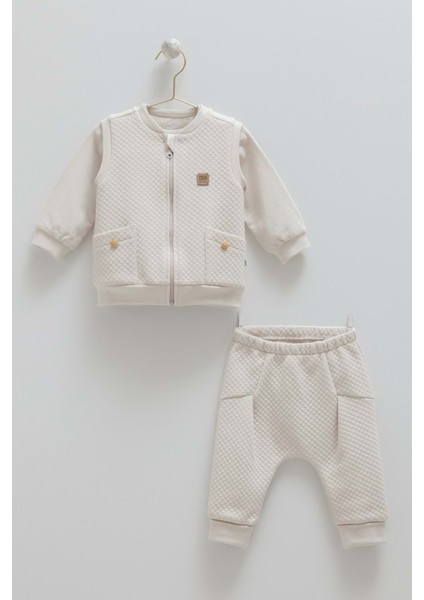Good Vıbes Yelekli Üçlü Alt Üst Takım - Caramell - TKE2045 - Taş - 9 - 12 Ay - TKE2045-TAŞ-9 - 12 Ay Taş