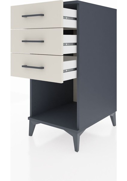 Kronos Komodin 3 Çekmeceli 44X59X96 Antrasit-Aytaşı fırsatları