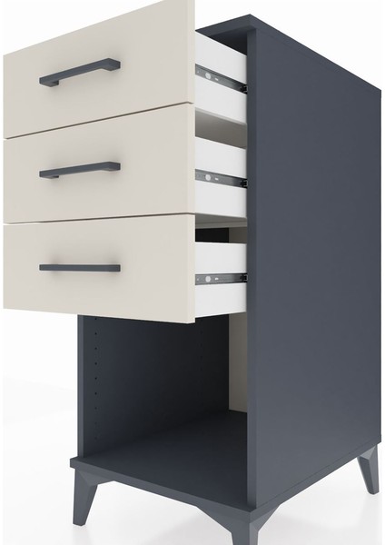 Kronos Komodin 3 Çekmeceli 44X59X96 Antrasit-Aytaşı indirimleri