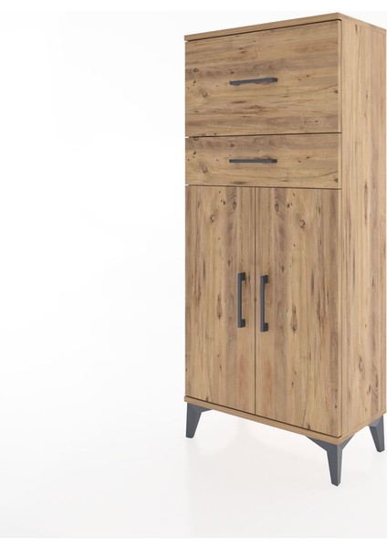 Hyperion Dolap Tek Raflı 2 Çekmeceli 2 Kapaklı 60X44X134 Çam-Çam modelleri