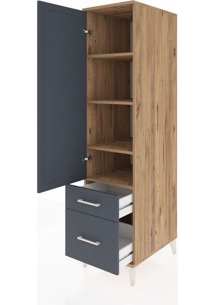 Kronos Dolap 4 Raflı 2 Çekmeceli Tek Kapaklı 44X59X182 Çam-Antrasit fırsatları