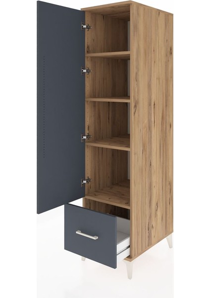 Kronos Dolap 4 Raflı Tek Çekmeceli Tek Kapaklı 44X59X182 Çam-Antrasit fırsatları