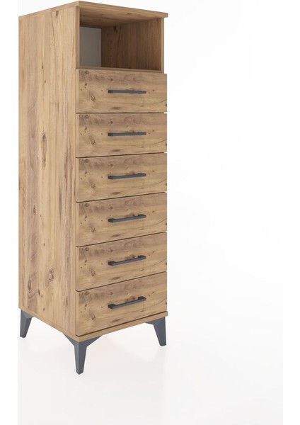 Hyperion Dolap Tek Raflı 6 Çekmeceli 44X44X134 Çam-Çam fiyatları