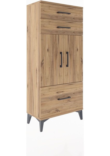 Arges Dolap 2 Raflı 3 Çekmeceli 2 Kapaklı 60X30X134 Çam-Çam fiyatları