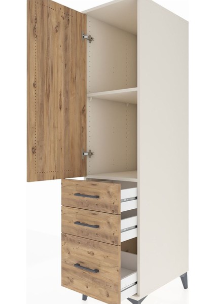 Kronos Dolap 2 Raflı 3 Çekmeceli Tek Kapaklı 44X59X182 Aytaşı-Çam indirimleri