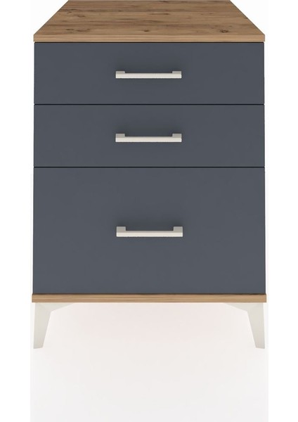 Kronos Komodin 3 Çekmeceli 60X59X80 Çam-Antrasit