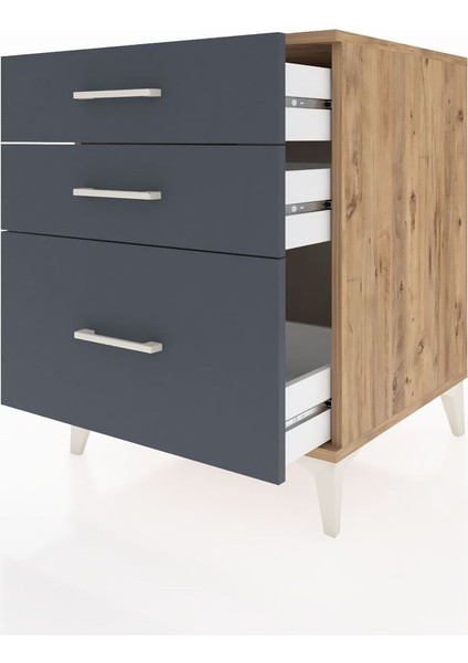 Kronos Komodin 3 Çekmeceli 60X59X80 Çam-Antrasit fırsatları