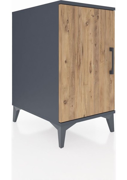 Kronos Komodin 2 Raflı Tek Kapaklı 44X59X80 Antrasit-Çam fiyatları