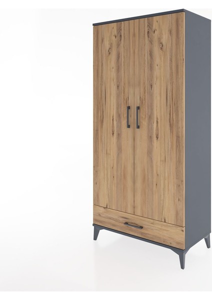 Hyperion Dolap 4 Raflı Tek Çekmeceli 2 Kapaklı 88X44X182 Antrasit-Çam modelleri