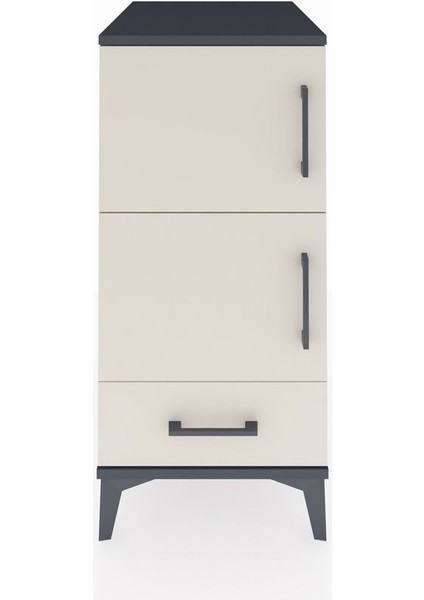 Kronos Komodin 4 Raflı Tek Çekmeceli Tek Kapaklı 44X59X96 Antrasit-Aytaşı
