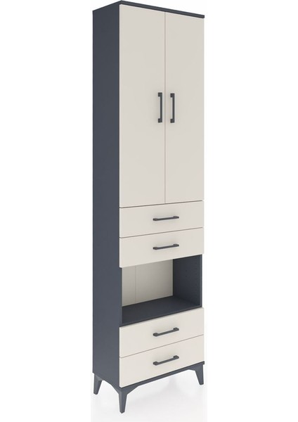 Arges Dolap 4 Raflı 4 Çekmeceli 2 Kapaklı 60X30X221 Antrasit-Aytaşı fiyatları