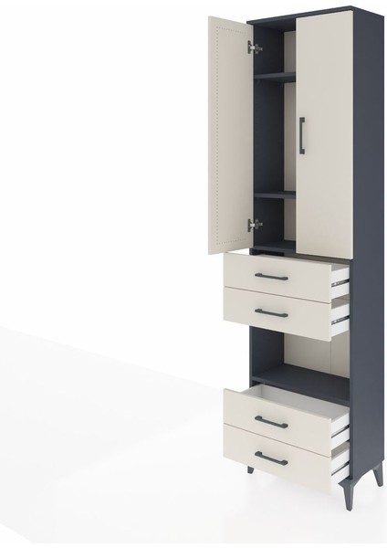 Arges Dolap 4 Raflı 4 Çekmeceli 2 Kapaklı 60X30X221 Antrasit-Aytaşı fırsatları