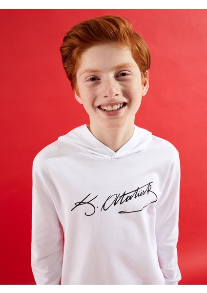 Yeni Sezon Atatürk Imza Baskılı Erkek Çocuk Sweatshirt
