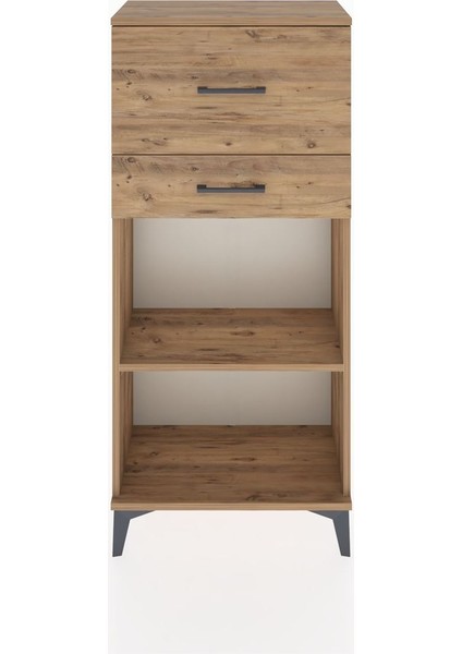 Hyperion Dolap Tek Raflı 2 Çekmeceli 60X44X134 Çam-Çam