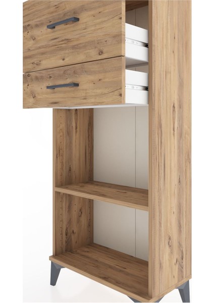 Hyperion Dolap Tek Raflı 2 Çekmeceli 60X44X134 Çam-Çam indirimleri