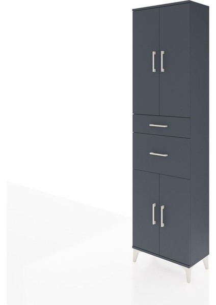 Arges Dolap 4 Raflı 2 Çekmeceli 4 Kapaklı 60X30X221 Antrasit-Antrasit modelleri