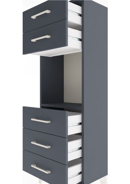 Arges Dolap Tek Raflı 5 Çekmeceli 44X30X134 Antrasit-Antrasit indirimleri