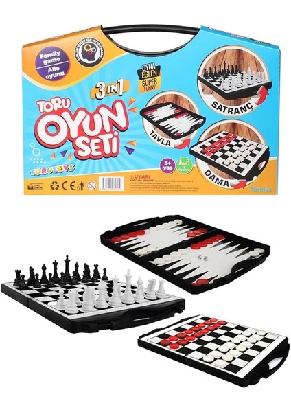 Toru 3 In 1 Çantalı Oyun Seti Satranç-Dama-Tavla modelleri