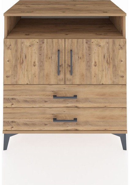 Kronos Şifonyer 3 Raflı 2 Çekmeceli 2 Kapaklı 88X59X96 Çam-Çam