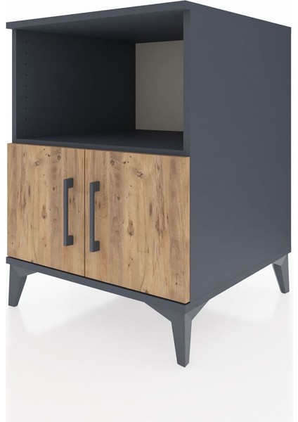 Kronos Komodin 2 Raflı 2 Kapaklı 60X59X80 Antrasit-Çam modelleri