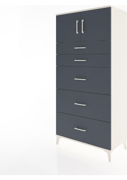 Hyperion Dolap Tek Raflı 5 Çekmeceli 2 Kapaklı 88X44X182 Aytaşı-Antrasit modelleri