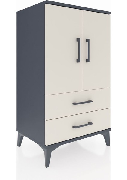 Hyperion Komodin 2 Raflı 2 Çekmeceli 2 Kapaklı 60X44X106 Antrasit-Aytaşı fiyatları