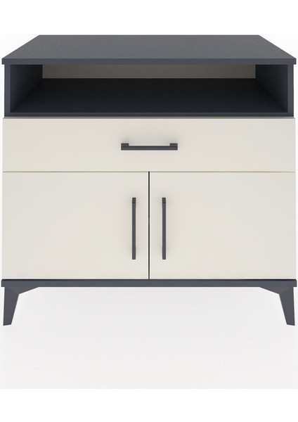 Hyperion Şifonyer 2 Raflı Tek Çekmeceli 2 Kapaklı 88X44X80 Antrasit-Aytaşı