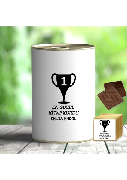 Kişiye Özel Kitap Kurdu Temalı Çikolata Konservesi - MK01