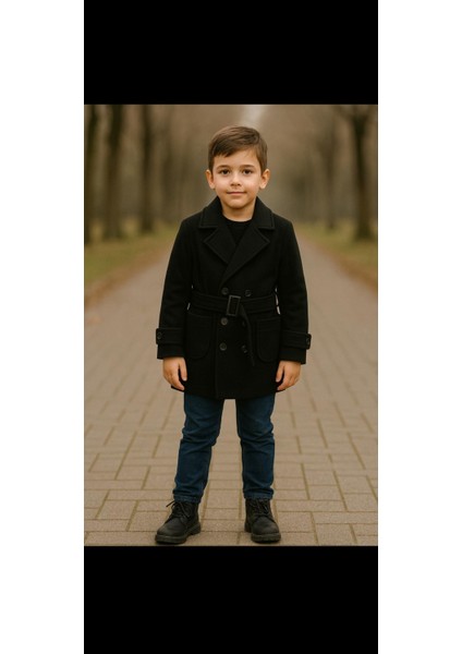 Erkek Çocuk Ince Astarsız Kaşe Kaban