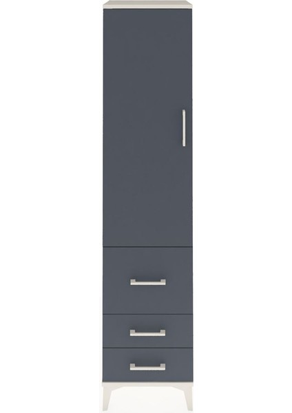 Hyperion Dolap 4 Raflı 3 Çekmeceli Tek Kapaklı 44X44X195 Aytaşı-Antrasit
