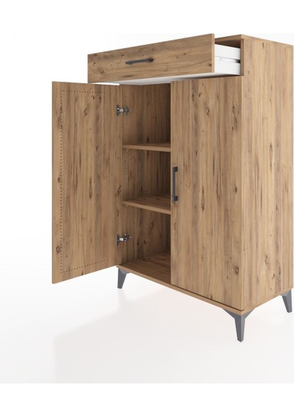Hyperion Dolap 2 Raflı Tek Çekmeceli 2 Kapaklı 88X44X134 Çam-Çam fırsatları