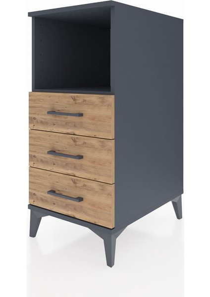 Kronos Komodin Tek Raflı 3 Çekmeceli 44X59X96 Antrasit-Çam modelleri